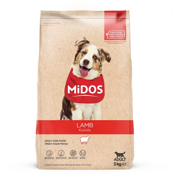 MİDOS Kuzu Etli ve Pirinçli Yetişkin Köpek 3kg