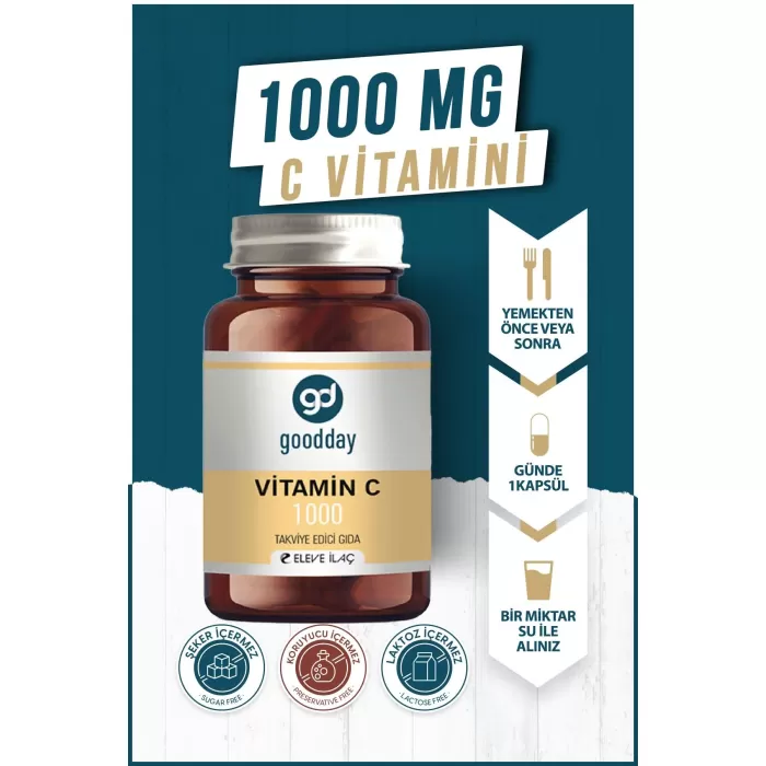 GOODDAY VİTAMİN C 1000 MG 60 KAPSÜL BİTKİSEL BESİN DESTEĞİ