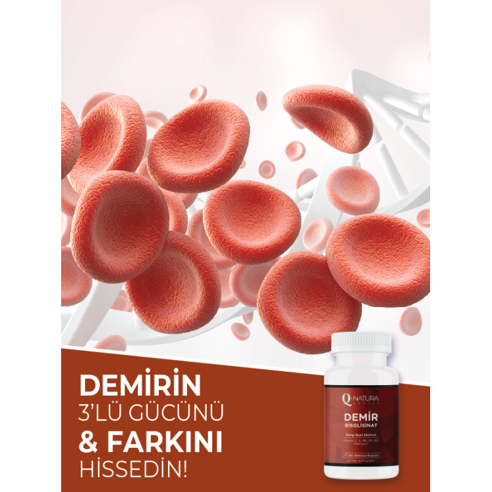 Demir Bisglisinat ( İRON ) complex 60 Bitkisel Kapsül (Dong Quai, Ahududu,Vit C,E,B12,B6, folik asit,selenyum)