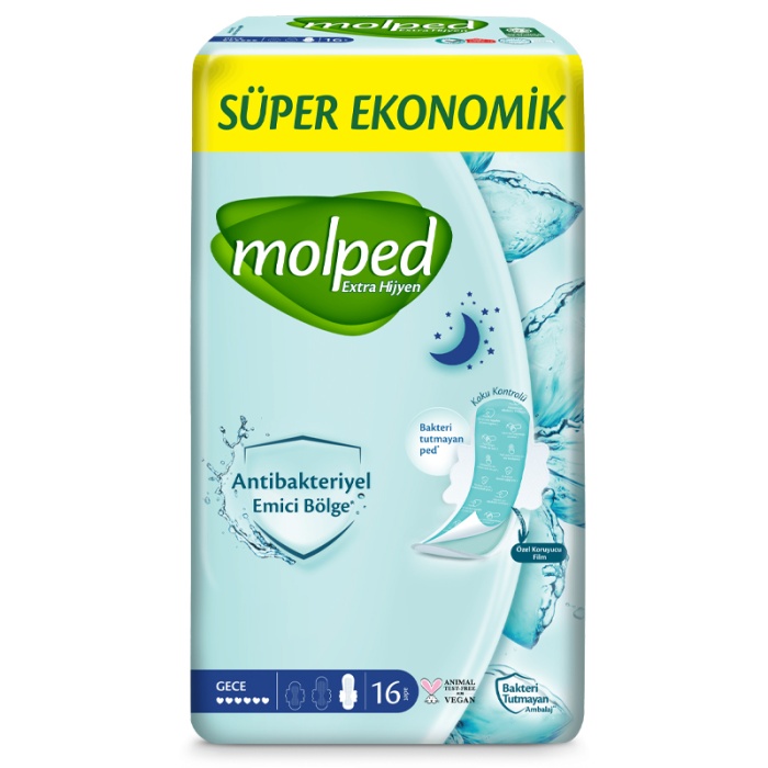 HediyeCantam Molped Ekstra Hijyen Gece Ped Süper Eko 16 Adet