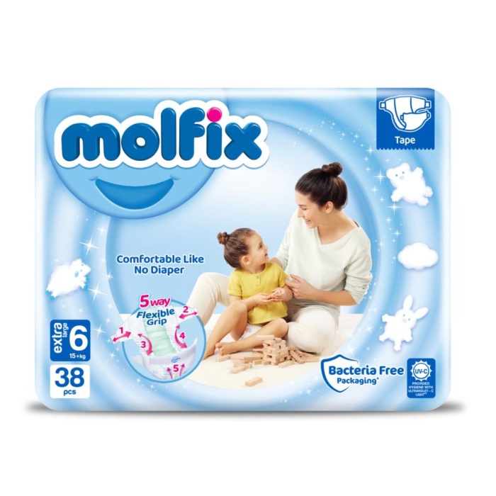 HediyeCantam Molfix Bebek Bezi Fırsat Paketi 6 Beden 15+ Kg 38 Adet