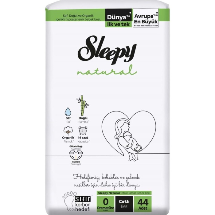 HediyeCantam  Natural Bebek Bezi 0 Beden Premature 44 Adet