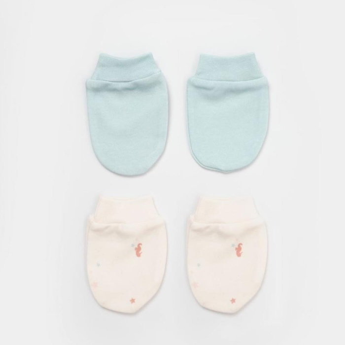 HediyeCantam     Save The Seahorse 2Li Bebek Eldiven 72232 Bej-Mint