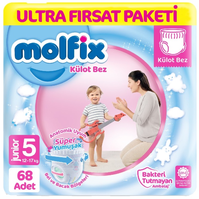 HediyeCantam Molfix Külot Bez Ultra Fırsat Paketi 5 Beden 12-17 Kg 68 Adet
