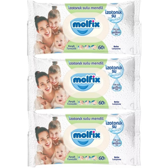 HediyeCantam Molfix İzotonik Sulu Ferah Temizlik Islak Havlu Mendil 3Lü 180 Yaprak