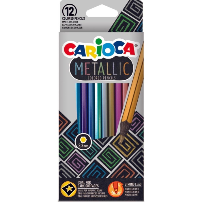HediyeCantam Carioca Metalik Kuru Boya Kalemi 12Li