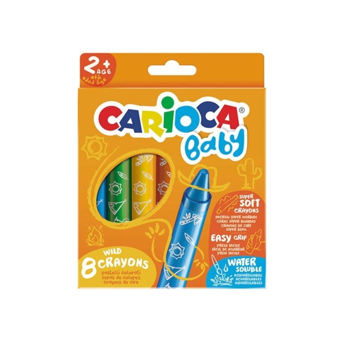 HediyeCantam Carioca Jumbo Bebek Elleri Kirletmeyen Pastel Boya Kalemi 8Li