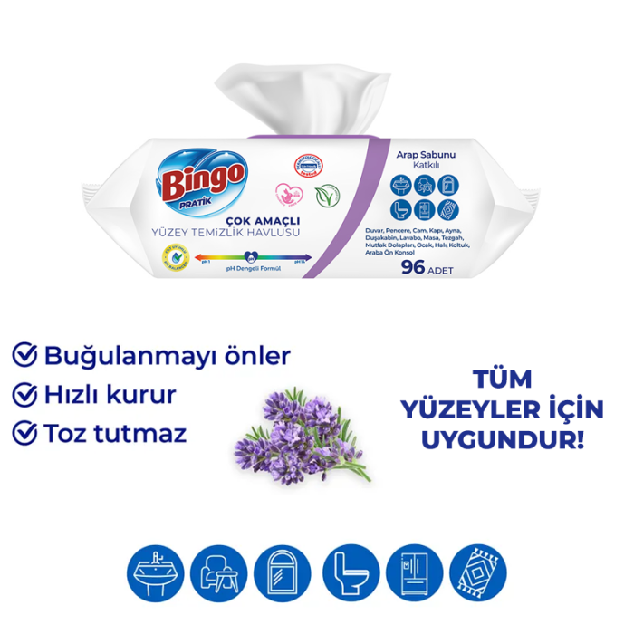 HediyeCantam Bingo Yüzey Temizlik Havlusu 96 Adet Arap Sabunlu