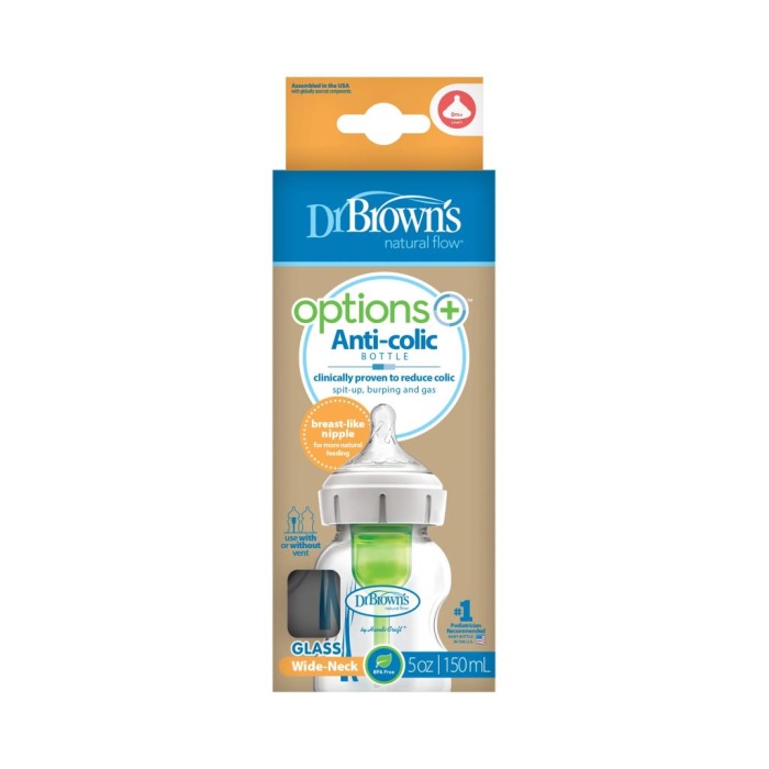 HediyeCantam Dr Browns Geniş Ağız Anti Kolik Options+ Cam Biberon 150 ml