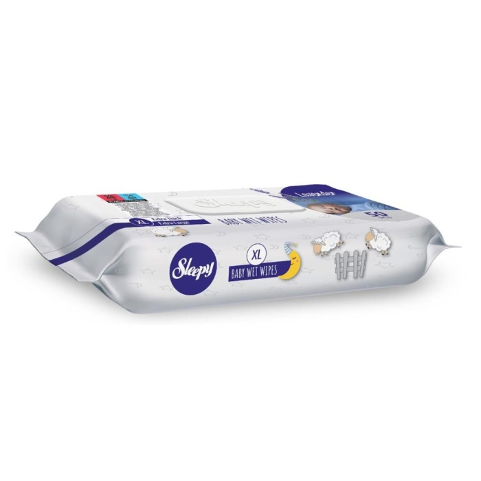 HediyeCantam Sleepy XL Lavanta Kokulu Bebek Vücut Temizleme Mendili 50 Yaprak