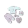 Baharın Çiçekli Kalbi Nakışlı %100 Cotton Antibakteriyel 5li Zıbın Takımı Hastane Çıkışı Pembe