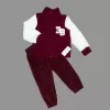 Kuzu Kumaş Fermuarlı Sweat Kadife Pantolonlu Uzun Kollu Kız Erkek Çocuk 2li Takım Bordo
