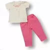 Anadolu Çiçeği Nakışlı Kısa Kollu Sweatli 2li Kız Bebek Takımı Pembe