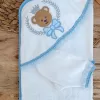 Bear Nakışlı El Keseli 2li Erkek Bebek Havlu Takımı Mavi