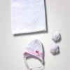Yenidoğan Baskılı Double Face Şapka Ve Patikli 3lü Bebek Battaniye Takımı Pembe