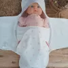 Yenidoğan Tavşan Tfalar Nakışlı Çıt Çıt Kapamalı Bebek Kundak Ekru