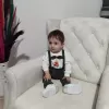 Papyonlu Sweat Kot Pantolon 2li Erkek Bebek Salopet Takımı Gri