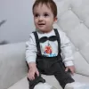 Papyonlu Sweat Kot Pantolon 2li Erkek Bebek Salopet Takımı Gri