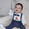 Papyonlu Sweat Kot Pantolon 2li Erkek Bebek Salopet Takımı Lacivert