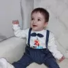 Papyonlu Sweat Kot Pantolon 2li Erkek Bebek Salopet Takımı Lacivert