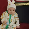Kulaklı Şapkalı Havuç Baskılı Boydan Çıtçıtlı Uzun Kollu Kız Erkek Bebek Tulumu Beyaz