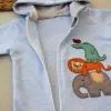 Ef Çizgi Boy Fermuarlı Hvanlar Alemi Nakışlı Kapşonlu Kız Erkek Bebek Tulumu Mavi