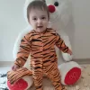 Pooh Desenli Zebra Çizgili Şapkalı Sweatli 3lü Kız Erkek Bebek Tulumu(sarı) Sarı