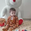 Pooh Desenli Zebra Çizgili Şapkalı Sweatli 3lü Kız Erkek Bebek Tulumu(sarı) Sarı