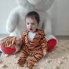 Pooh Desenli Zebra Çizgili Şapkalı Sweatli 3lü Kız Erkek Bebek Tulumu(sarı) Sarı