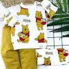 Pooh Baskılı Yaka Çıtçıtlı Uzun Kollu Sweatli 2li Kız Erkek Bebek Takımı
