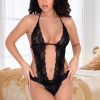 Siyah Dantelli Bodysuit - 939