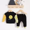 Erkek Bebek Emoji Baskılı Takım % 100 Pamuk