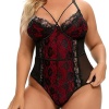 Kadın Büyük Beden Dantelli Seksi Babydoll Bodysuit Fantezi Erotik Kostüm