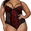 Kadın Büyük Beden Dantelli Seksi Babydoll Bodysuit Fantezi Erotik Kostüm