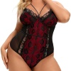 Kadın Büyük Beden Dantelli Seksi Babydoll Bodysuit Fantezi Erotik Kostüm