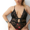 Büyük Beden Seksi Kadın Çiçek Detaylı Babydoll Gecelik