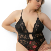 Büyük Beden Seksi Kadın Çiçek Detaylı Babydoll Gecelik