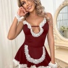 Bordo Seksi Fantezi Hizmetçi Kostümü