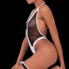 File Ve Dantelden İmal Edlimiş Önü Kurdelalı Şık Fantezi Babydoll 51194