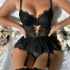SİA Siyah Dantelli Etekli Babydoll Takım 16511