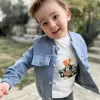 4-5-6 Yaş Kot Pantolonlu Nubukceketli Uzun Kollu Penye Sweat 3lü Erkek Çocuk Takımı