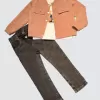 4-5-6 Yaş Kot Pantolonlu Nubukceketli Uzun Kollu Penye Sweat 3lü Erkek Çocuk Takımı
