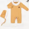 Brode Nakışlı Şapkalı % 100 Pamuk Kız Bebek Tulumu