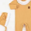 Brode Nakışlı Şapkalı % 100 Pamuk Kız Bebek Tulumu