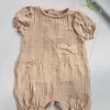 Müslin Kumaş Çiçek Nakışlı Pamuklu Kız Bebek Tulum