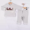 Hello Nakışlı % 100 Pamuk 2li Erkek Bebek Takım