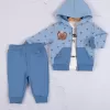 Persona Bear Nakışlı % 100 Pamuk 3li Erkek Bebek Takım