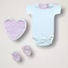 Baharın Çiçekli Kalbi Nakışlı %100 Cotton Antibakteriyel 10lu Zıbın Takımı Hastane Çıkışı