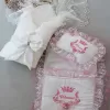 Yenidoğan Nil Taç Nakışlı Kundaklı Trilüks 3lü Alt Açma Seti