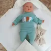 Yenidoğan Kulaklı Şapkalı Düğme Detaylı Fiyonklu Bebek Battaniyesi Kundak